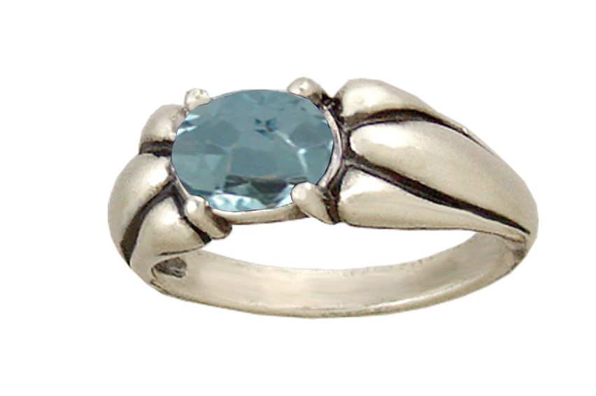 Sterling Silver Gemstone Ring With Blue Topaz Size 9